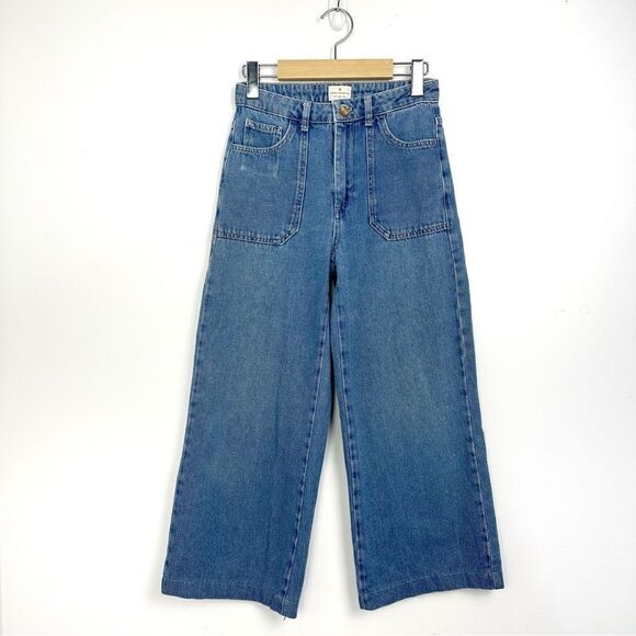 French Connection High Waisted Wide Leg Crop Jeans Sz 2 - Picture 1 of 13